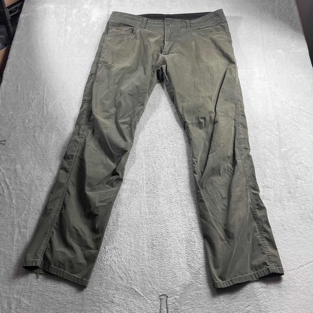 Kuhl Revolvr Rogue Mens 38x34 Tapered Hiking Pants Olive Green 5-Pocket Outdoor